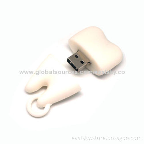 Custom Tooth Shape USB drive, made of soft PVC material, OEM orders welcome